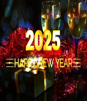 FX №212273 Shiny happy new year 2025 background gift under tree