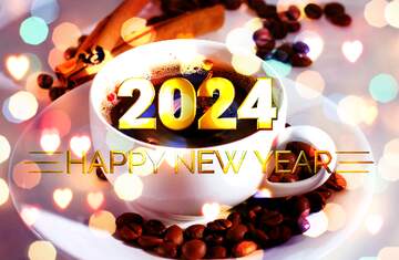 FX №212839 coffee Shiny happy new year 2024 background