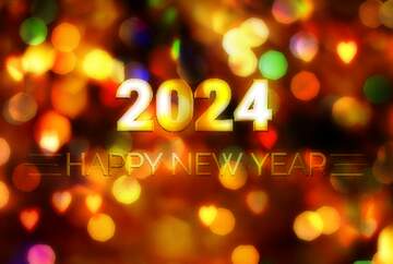 FX №212868 Bright  color  background. happy new year 2024 bokeh hearts
