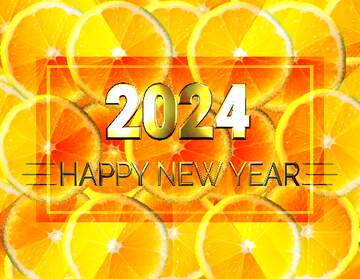 FX №212687 Background Shiny happy new year 2024 lemon citrus banner layout