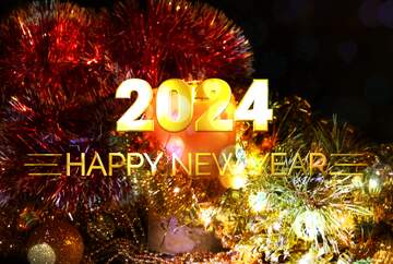FX №212257 Still-life New Year`s with candle Shiny happy new year 2024 background