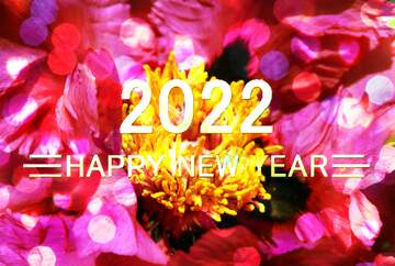 FX №212306 Bright Brilliant Peony flower Card Happy New Year 2022