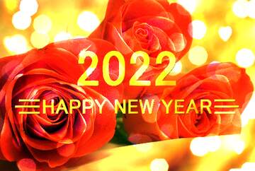 FX №212577 Buds Roses flower Card Happy New Year 2022