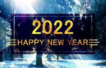 FX №212670 beauty winter snowy forest trees blue Happy New Year 2022 Template