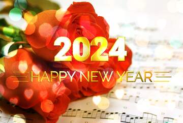 FX №212575 Music flower Card Background Happy New Year 2024