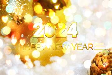 FX №212363 Gold Toys Snow Background Happy New Year 2024
