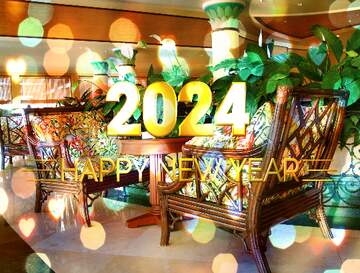 FX №212562 Cafe bar Wooden Chairs Happy New Year 2024