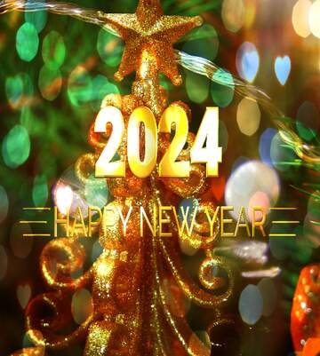 FX №212296 Christmas-tree decoration - gold fur-tree Happy New Year 2024