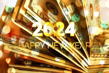 FX №212584 Dollars money Bright Background USA Happy New Year 2024