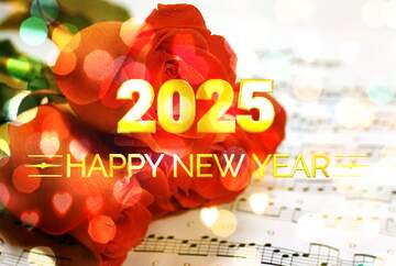 FX №212575 Music flower Card Background Happy New Year 2025