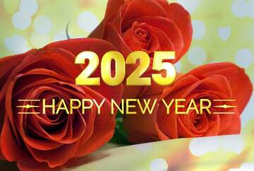 FX №212577 Buds Roses flower Card Happy New Year 2025