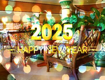 FX №212562 Cafe bar Wooden Chairs Happy New Year 2025