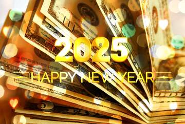 FX №212584 Dollars money Bright Background USA Happy New Year 2025