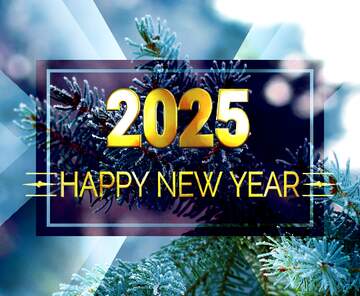 FX №212674 winter branch pine tree covered in snow  happy new year 2024 background template