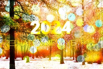 FX №212238 Winter snow in park trees happy new year 2024 Christmas card