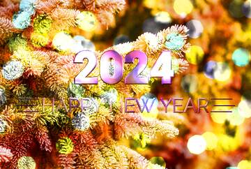 FX №212237 snowy white winter pine tree happy new year 2024 Christmas card