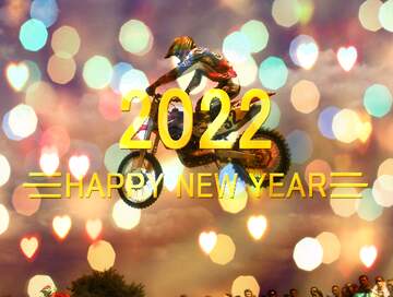FX №212587 Motorcycle Card Background Happy New Year 2022