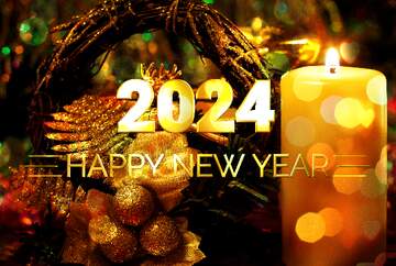 FX №212510 Winter Wreath Candle Happy New Year 2024