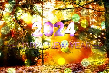 FX №212230 sun shining through trees forest winters tree happy new year 2022 Christmas card