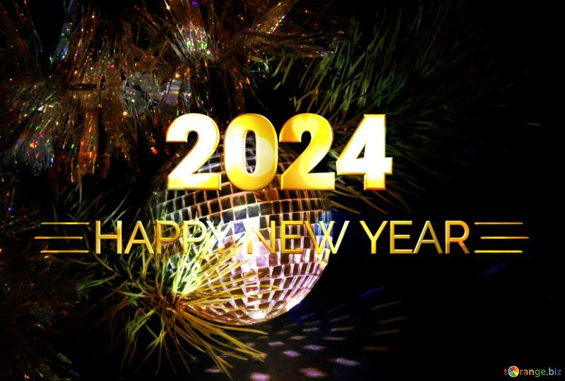 Shiny happy new year 2024 background Mirror sphere. №2364