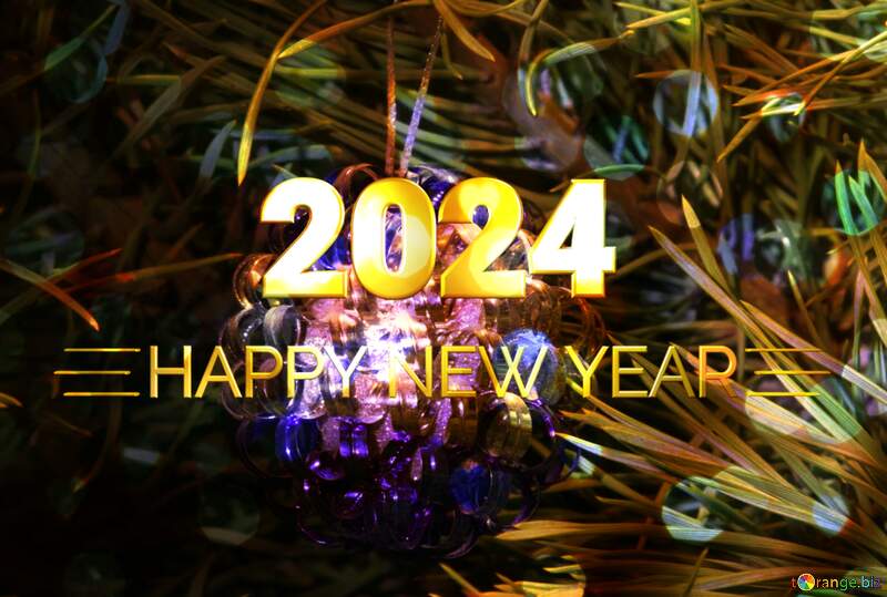 Fur-tree toy shiny happy new year 2024 background №2370