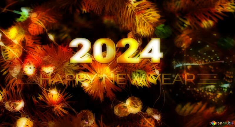 Christmas Shiny happy new year 2024 background glass ball garland №47566