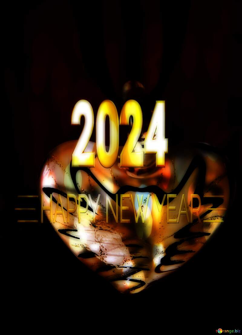 Heart on dark background Shiny love  happy new year 2024 №17508