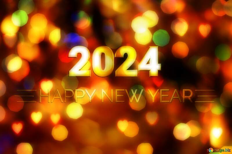 Bright  color  background. Shiny happy new year 2024 background gold bokeh №6676