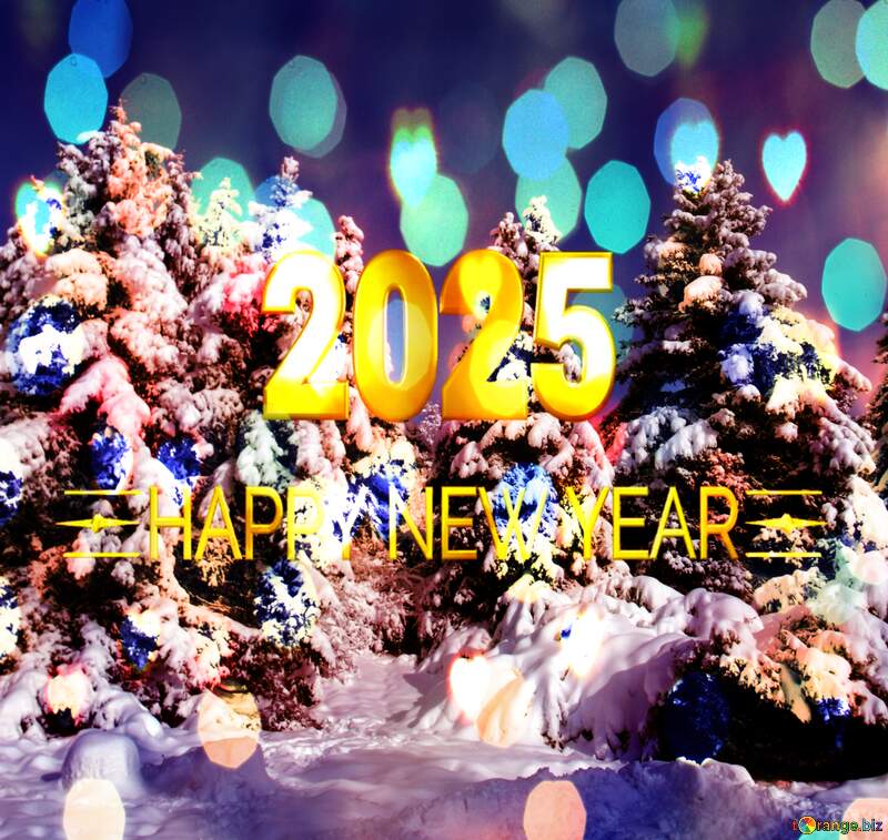 Pine  Tree Snow Forest happy new year 2025 background №10576