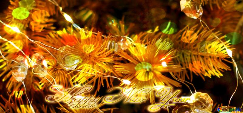 Happy New Year 3d gold glass made garland №47566