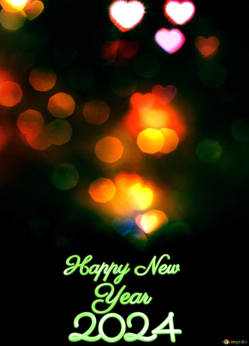 A dark background for card with hearts happy new year 2024 №37855