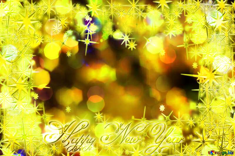 Bright  color  background. Happy New Year 3d gold stars bokeh №6676