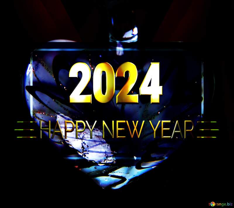 Heart dark happy new year 2024 blue  heart background №17508