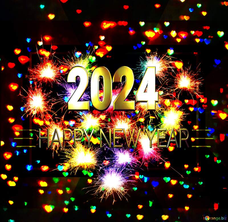 Christmas festive lights  background with heart Shiny happy new year 2022 №25595