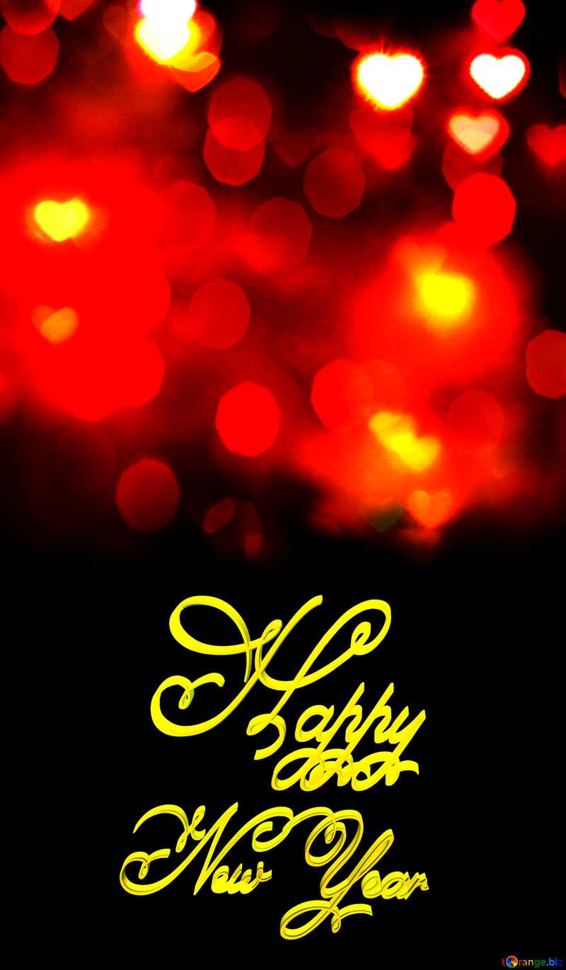 A dark background for card with hearts New Year 3d gold №37855