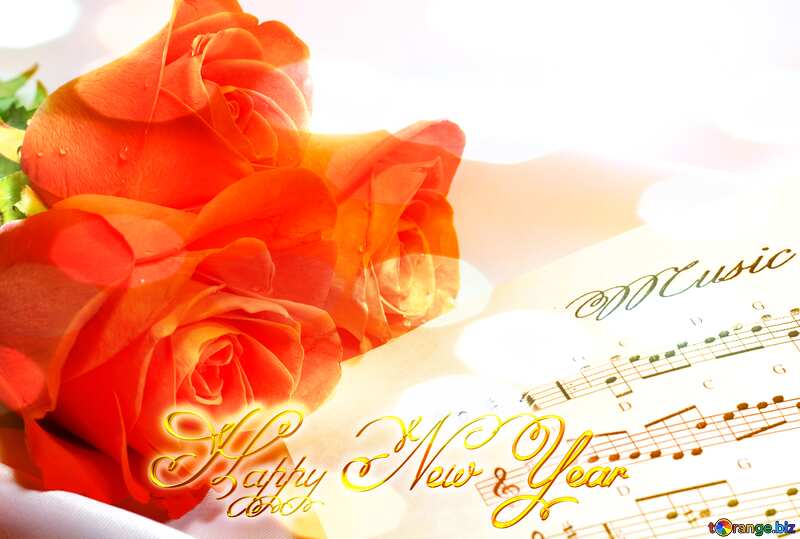 Postcard greetings music happy new year №7255