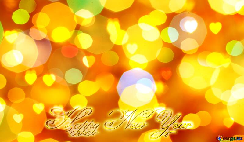 Background of bright lights Happy New Year hearts №24618