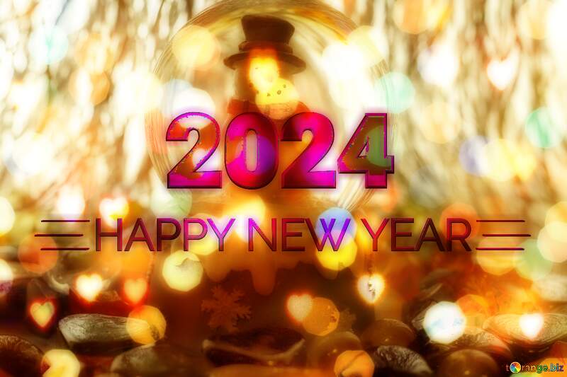 Snowman ball Brilliant Card Background Happy New Year 2024 №6716