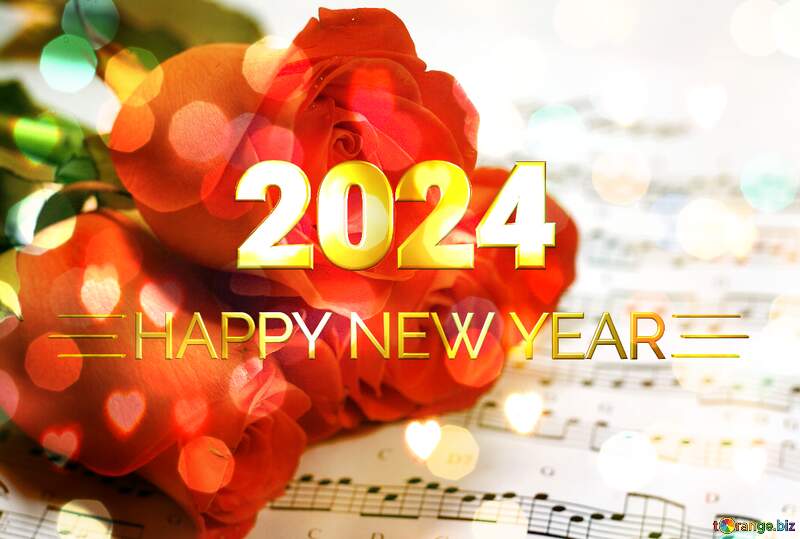 Music flower Card Background Happy New Year 2024 №7201
