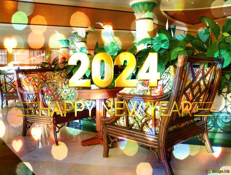 Cafe bar Wooden Chairs Happy New Year 2024 №7097