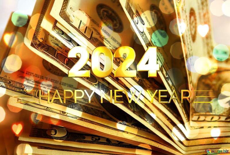 Dollars money Bright Background USA Happy New Year 2024 №7643