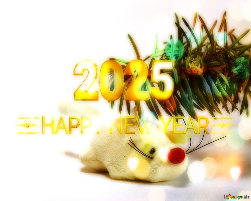 White Mouse Rat Christmas tree Happy New Year 2025 №6800