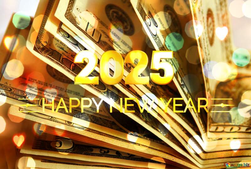 Dollars money Bright Background USA Happy New Year 2025 №7643