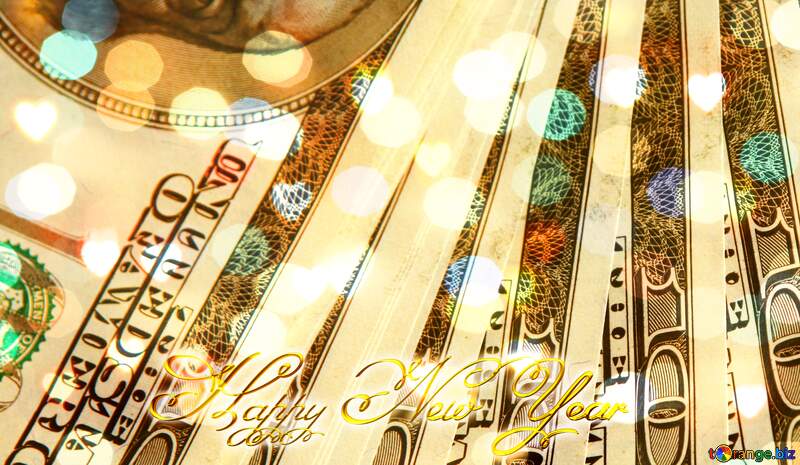 Dollars Happy New Year 3d gold background №1476