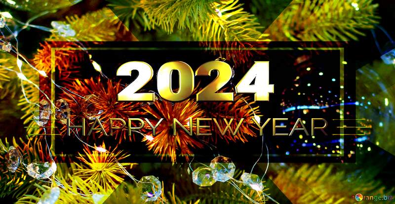 Christmas ball made of glass and a garland on a Christmas tree happy new year 2024 №47566