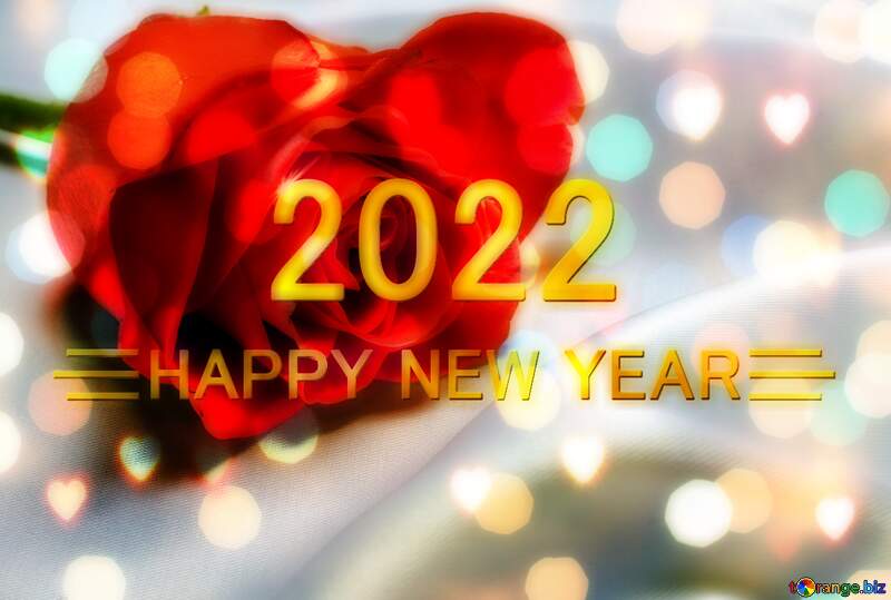 Red flower rose Happy New Year 2022 №7179