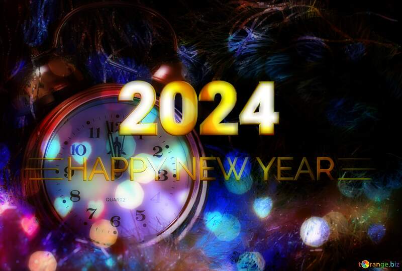 Winter Holiday night Card Background Happy New Year 2024 Bright Brilliant №6565