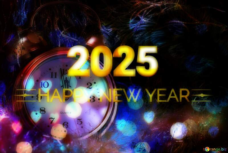 Winter Holiday night Card Background Happy New Year 2025 Bright Brilliant №6565