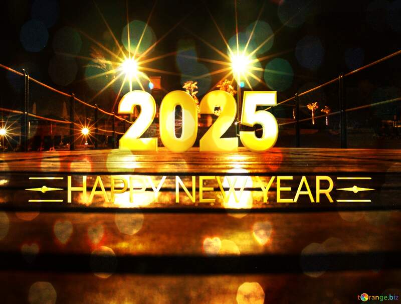 Night Bright Background Happy New Year 2025 №8518