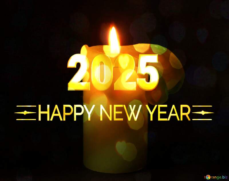 Lit candle Happy New Year 2025 №6180